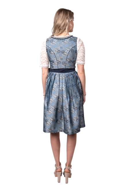Abito Dirndl Blu Argento Oktoberfest Donna 2 Pezzi