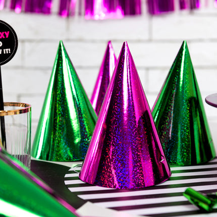 Cappelli da festa olografici glitterati 16cm 20pz