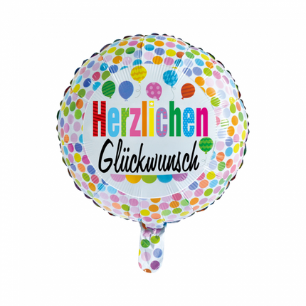Palloncino ad elio Herzlichen Glückwunsch Coriandoli 45cm vuoto