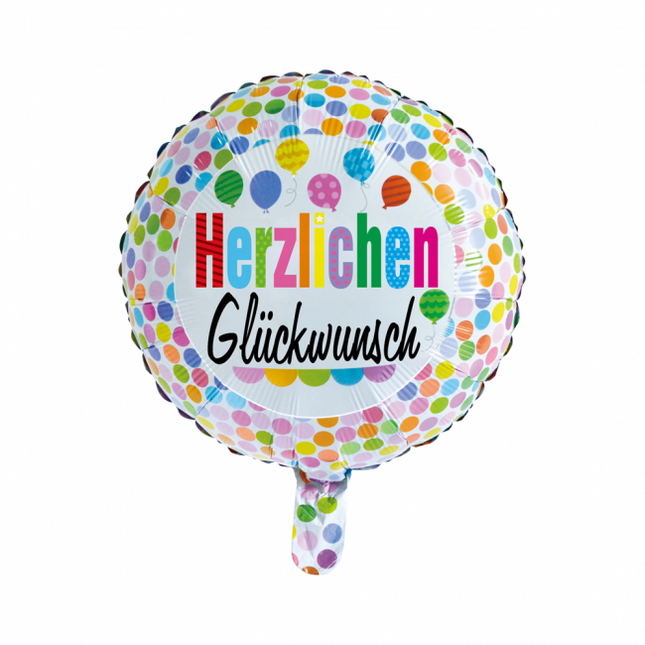 Palloncino ad elio Herzlichen Glückwunsch Coriandoli 45cm vuoto