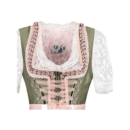 Bianco Verde Abito Dirndl Oktoberfest Donna 2 Pezzi