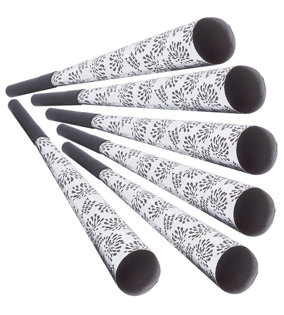 Trombette argentate per feste di buon anno 25cm 6pz