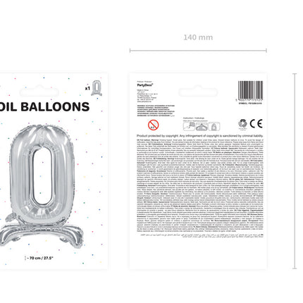 Palloncino in foil Figura 0 Silver Standard Vuoto 70cm