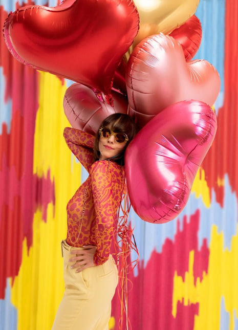 Hart Helium Ballon Roze Leeg 75cm van Partydeco koop je bij Partywinkel