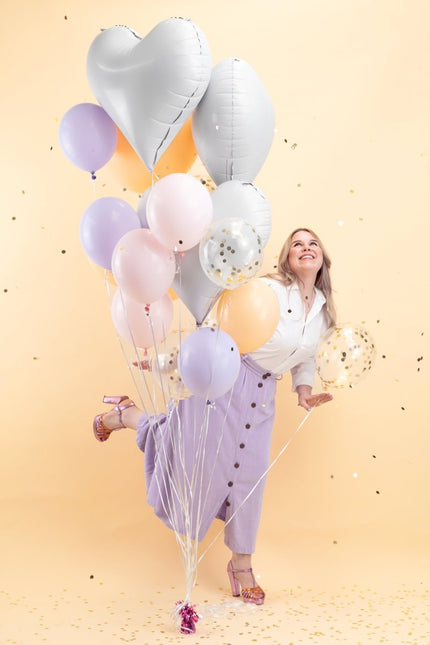 Hart Helium Ballon Wit Leeg 75cm van Partydeco koop je bij Partywinkel