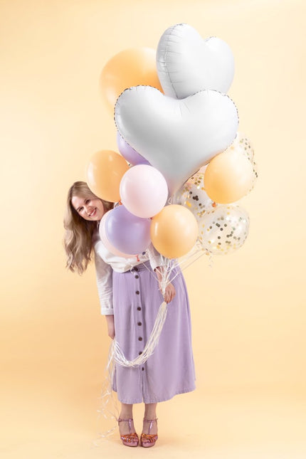 Hart Helium Ballon Wit Leeg 75cm van Partydeco koop je bij Partywinkel