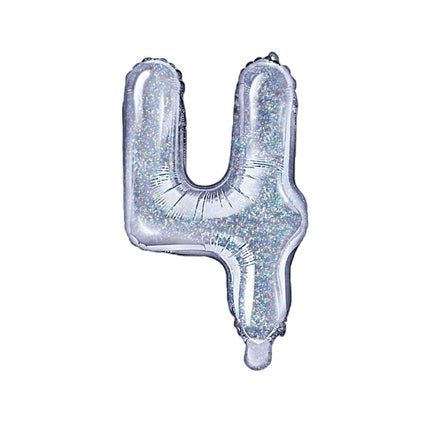 Folie Ballon Cijfer 4 Holografisch 35cm van Partydeco koop je bij Partywinkel