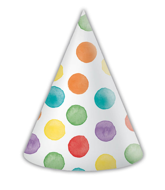 Gekleurde Feesthoedjes Stippen 6st van Procos koop je bij Partywinkel