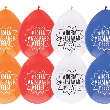 Geslaagd Ballonnen Rood Wit Blauw 30cm 8st van Haza Witbaard koop je bij Partywinkel