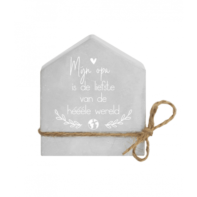 Grijze Cement Huisje Opa 8cm van Paper Dreams koop je bij Partywinkel