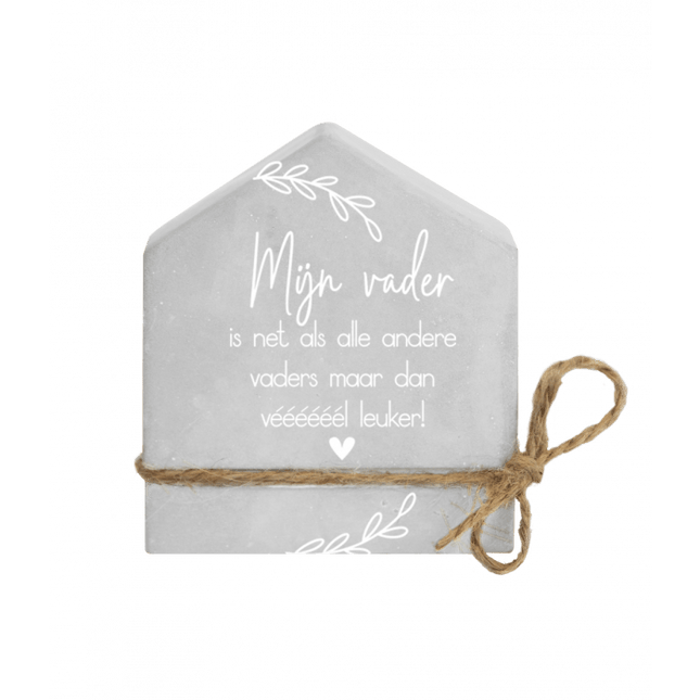 Grijze Cement Huisje Vader 8cm van Paper Dreams koop je bij Partywinkel