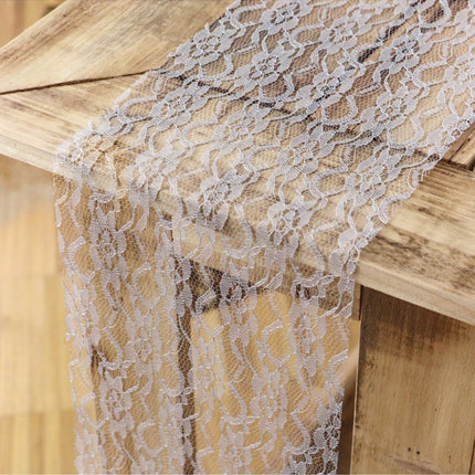 Grijze Tafelloper Kant 3,1m 3st van CHAKS koop je bij Partywinkel