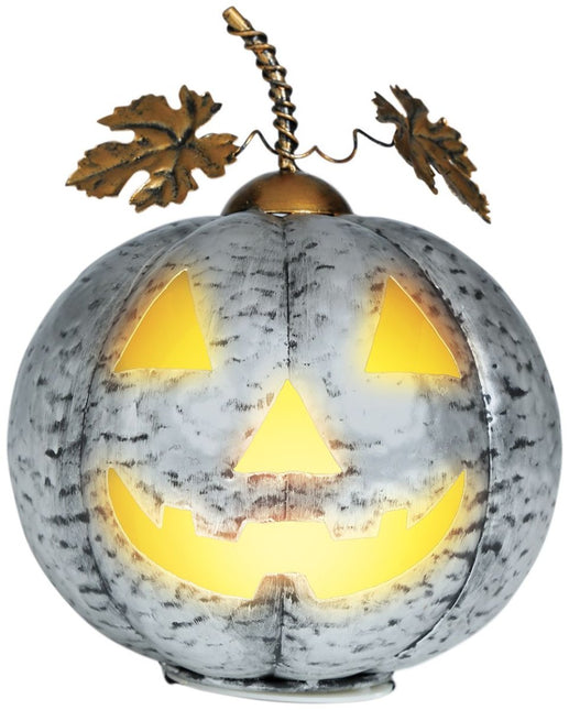 Halloween Decoratie Zilver Pompoen Met Licht 16cm van Fiestas Guirca koop je bij Partywinkel