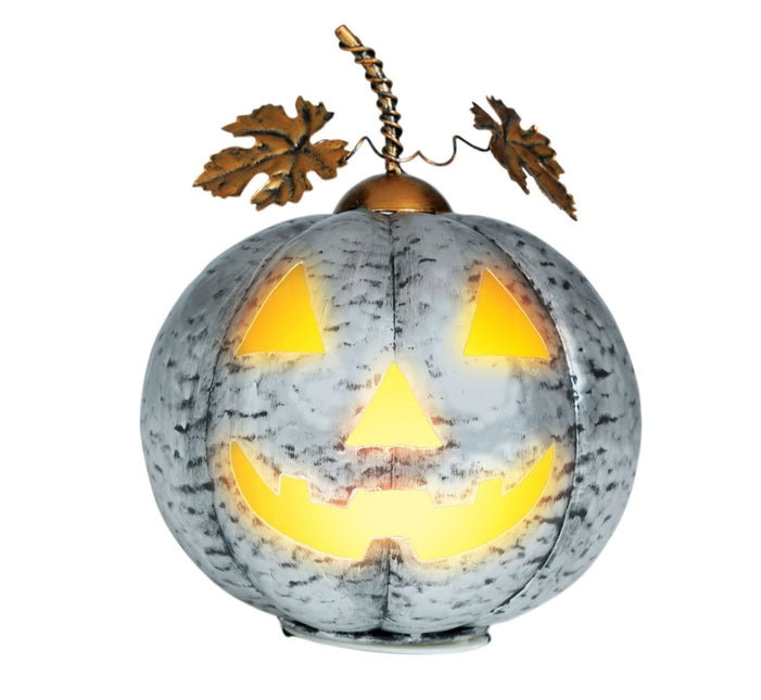 Halloween Decoratie Zilver Pompoen Met Licht 16cm van Fiestas Guirca koop je bij Partywinkel