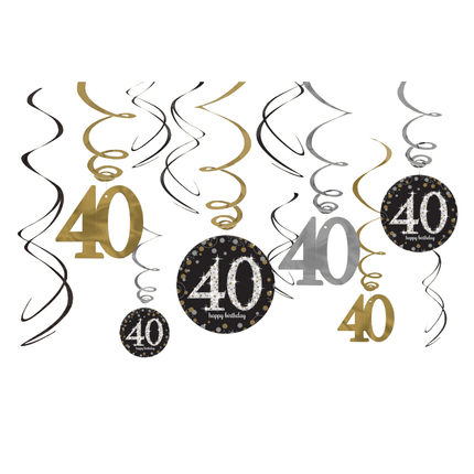 Hangdecoratie 40 Jaar Happy Birthday 61cm 12st van Riethmueller koop je bij Partywinkel