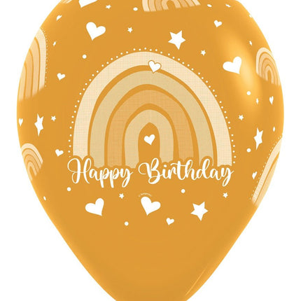Happy Birthday Ballonnen Gekleurd Regenboog 30cm 12st van Sempertex koop je bij Partywinkel