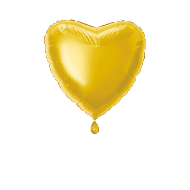 Hart Helium Ballon Goud Leeg 45cm van Unique koop je bij Partywinkel