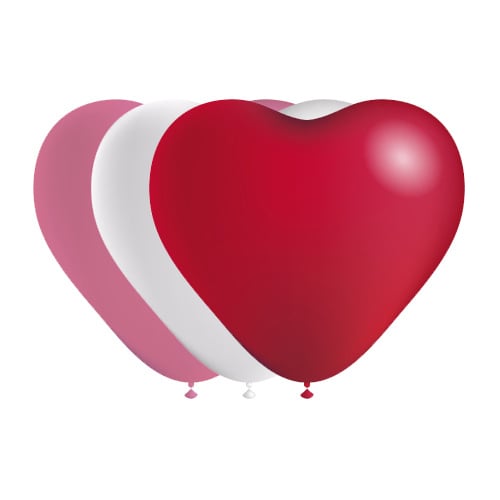 Hartjes Ballonnen Rood/Wit/Roze 25cm 6st van Balloonia koop je bij Partywinkel