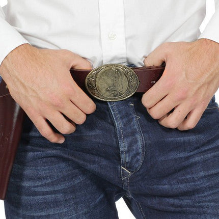 Bruine Holster Enkel Met Kogels 1,35m van Wilbers & Wilbers koop je bij Partywinkel