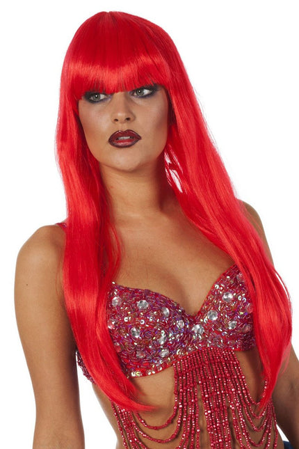 Rode Pruik Lange Bobline Deluxe van Wilbers & Wilbers koop je bij Partywinkel