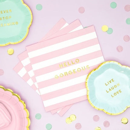 Lichtroze Servetten Hello Gorgeous 33cm 20st van Partydeco koop je bij Partywinkel