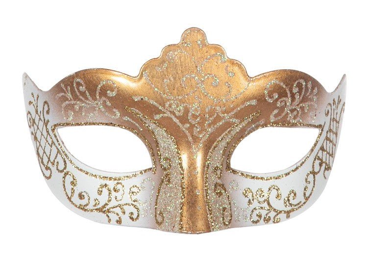 Venetiaans Oogmasker Wit Goud Glitter van Wilbers & Wilbers koop je bij Partywinkel