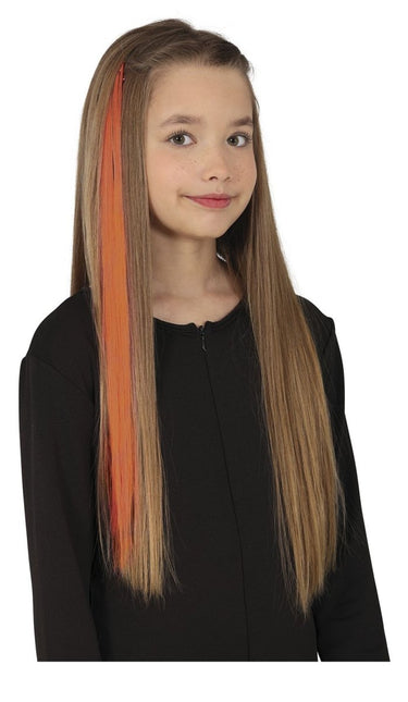 Oranje Hair Extension 50cm 3st van Fiestas Guirca koop je bij Partywinkel