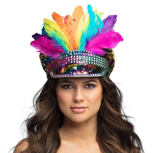 Regenboog Pet Veren En Diamanten van Boland koop je bij Partywinkel
