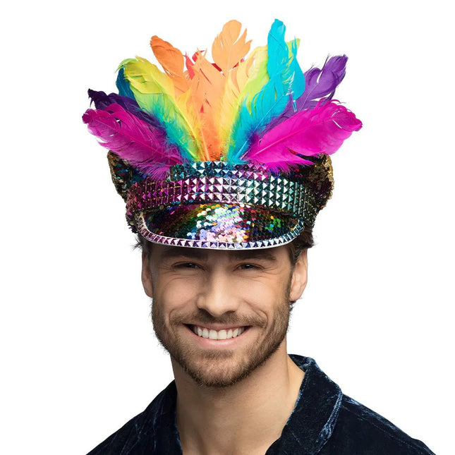 Regenboog Pet Veren En Diamanten van Boland koop je bij Partywinkel