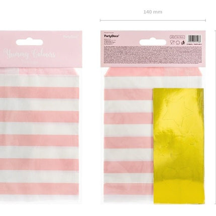 Uitdeelzakjes Lichtroze 14cm 6st van Partydeco koop je bij Partywinkel