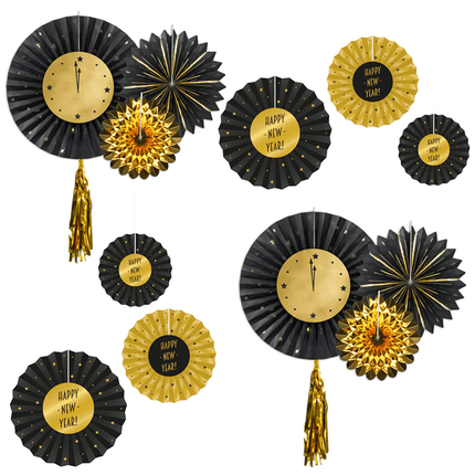 Oud en Nieuw Papieren Waaiers - Partywinkel