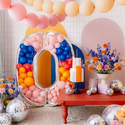 0 Jaar Ballon Frame Zilver 1,26m - Partywinkel - 5904555037229