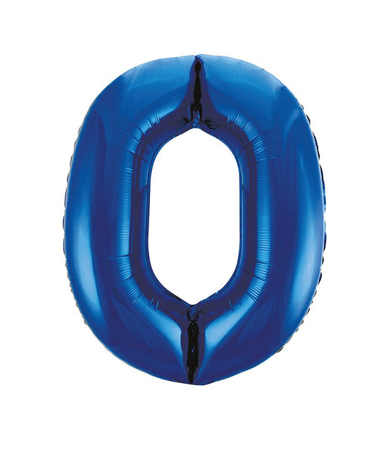 0 Jaar Cijfer Ballon Blauw Leeg 86cm van Unique koop je bij Partywinkel