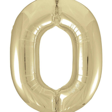 0 Jaar Cijfer Ballon Goud Glans Leeg 86cm van Unique koop je bij Partywinkel