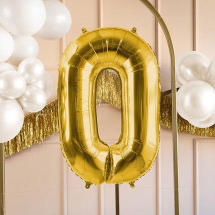 0 Jaar Cijfer Ballon Goud Leeg 72cm van Partydeco koop je bij Partywinkel