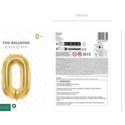 0 Jaar Cijfer Ballon Goud Leeg 72cm van Partydeco koop je bij Partywinkel