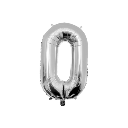 0 Jaar Cijfer Ballon Zilver Leeg 86cm - Partywinkel - 8716764237300