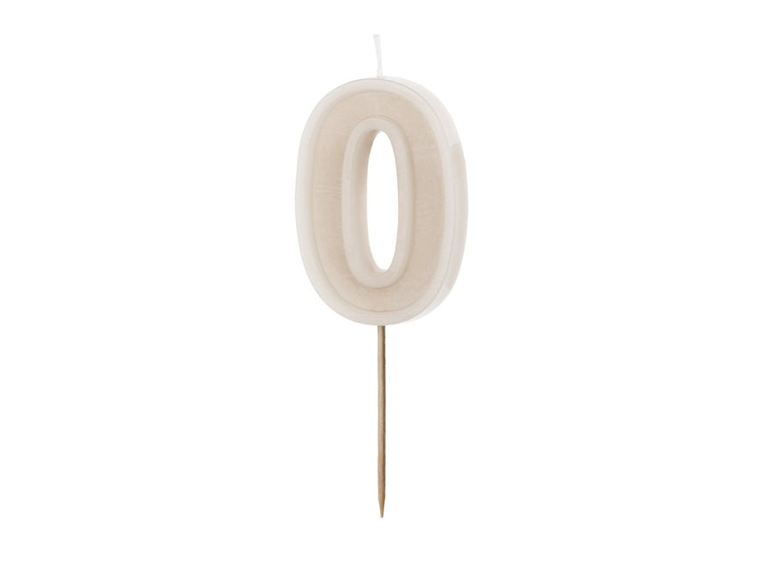 0 Jaar Kaars Beige 10cm van Partydeco koop je bij Partywinkel