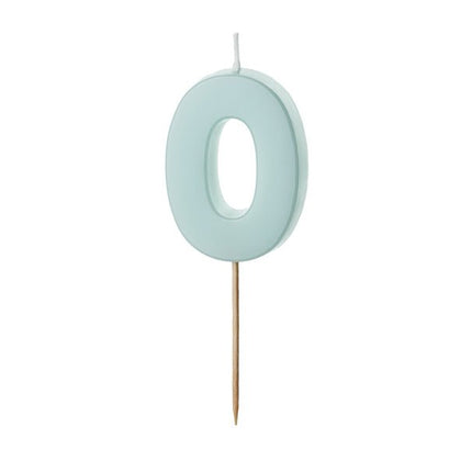 0 Jaar Kaars Lichtblauw 5,5cm - Partywinkel - 5904555038295