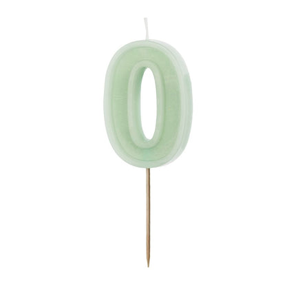0 Jaar Kaars Mintgroen 10cm van Partydeco koop je bij Partywinkel