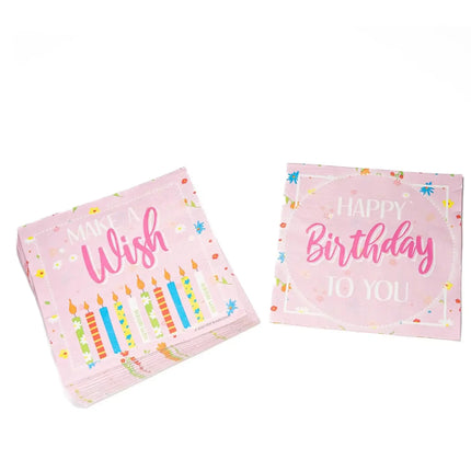 Tovagliolini "Happy Birthday" Make A Wish 33 cm, 20 pezzi