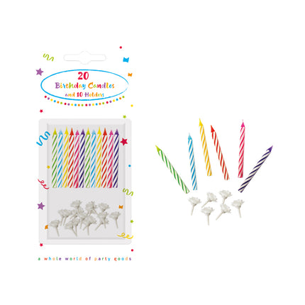 Candele colorate con supporto 30 pezzi