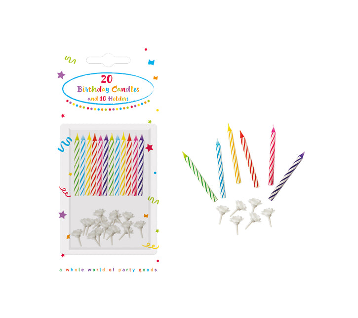 Candele colorate con supporto 30 pezzi