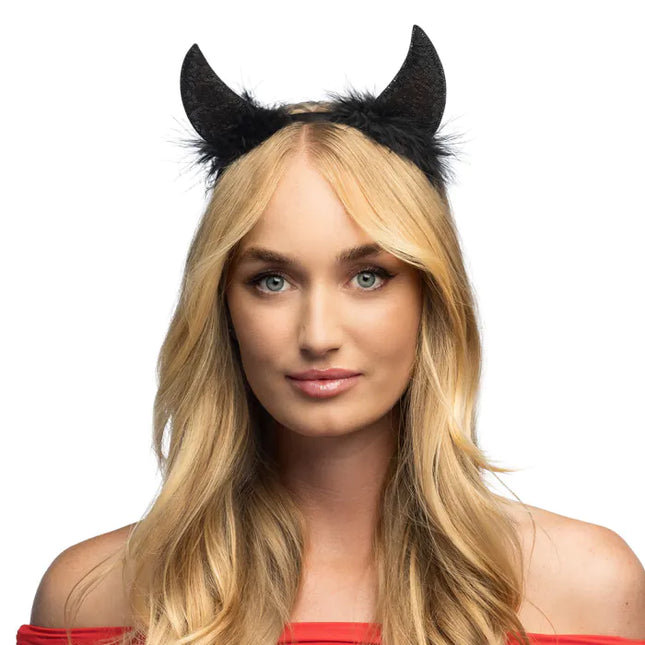 Cerchietto Halloween Diavolo Nero