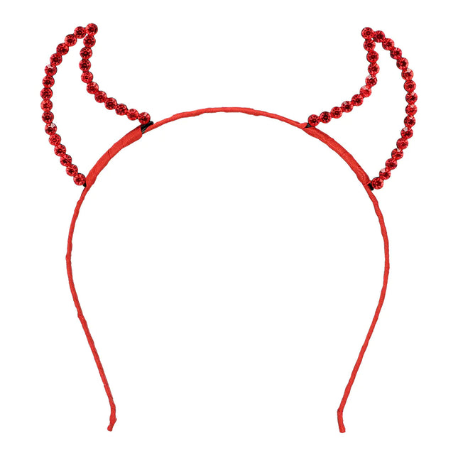 Cerchietto Halloween Diavolo Rosso Glitterato