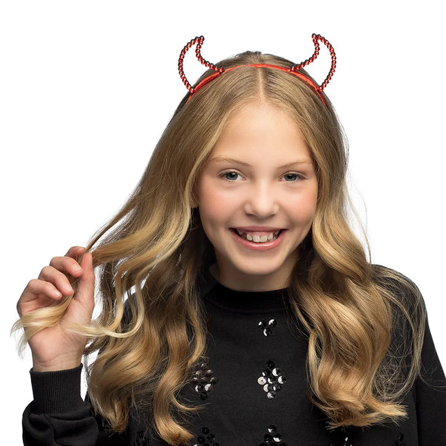 Cerchietto Halloween Diavolo Rosso Glitterato