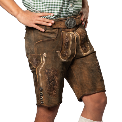 Pantaloni in pelle marrone corti Kitzbuhel