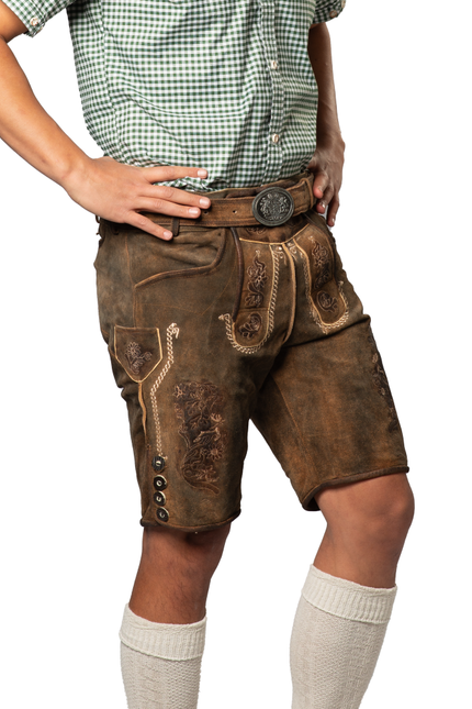 Pantaloni in pelle marrone corti Kitzbuhel