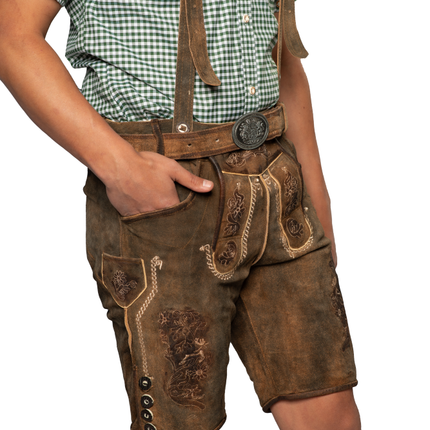 Pantaloni in pelle marrone corti Kitzbuhel