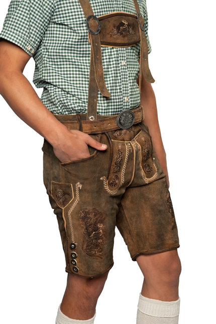 Pantaloni in pelle marrone corti Kitzbuhel